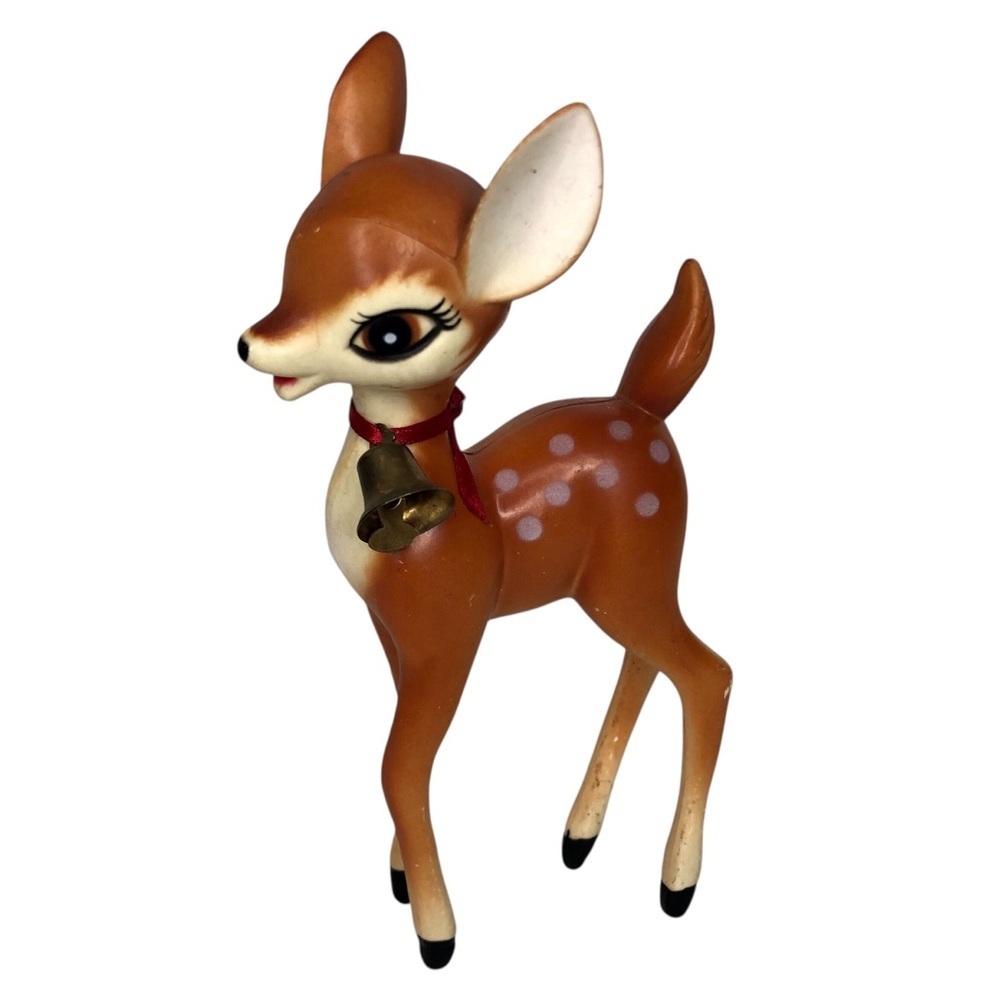 VINTAGE 60s Blow Mold Plastic Bambi Deer Christmas Collectible Figurine Holiday